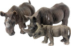FUNSHOWCASE African Jungle Animals Toy Rhinoceros Figure Realistic Miniature 3-Piece #1698-1700