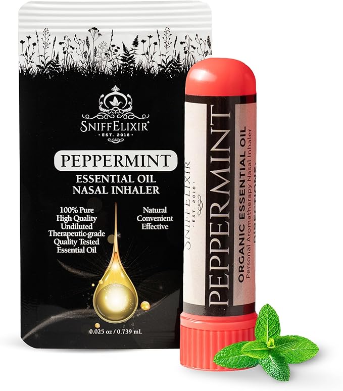 Peppermint Inhaler Nasal Stick - Aromatherapy Nasal Inhaler, Portable Nose Inhaler Stick, Non Drowsy Motion Sickness Stick with Peppermint Essential Oil, Aromatherapy Inhaler Stick, Aroma Inhaler