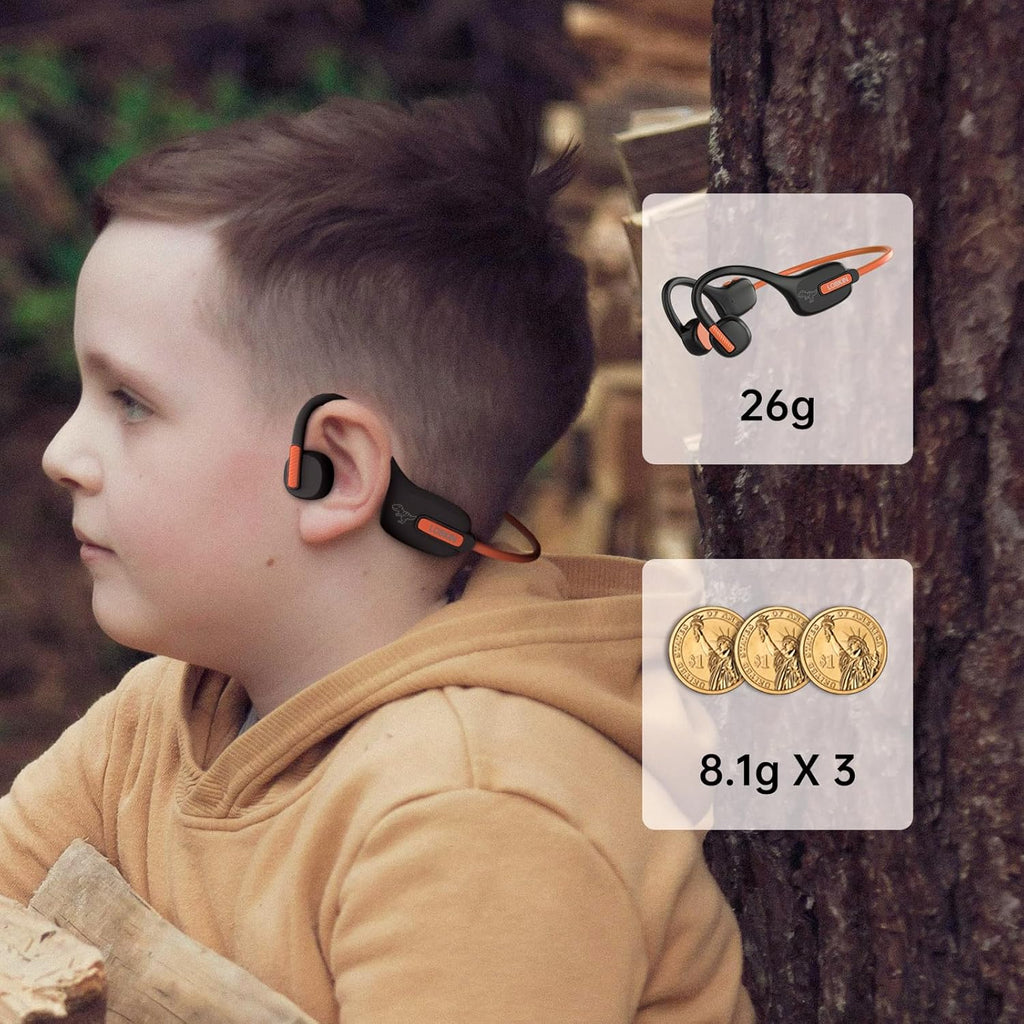 LOBKIN Kids Headphones Open Ear,Bluetooth 5.3 Air Conduction Wireless Lightweight Kids Earbuds IPX5 Waterproof with Microphone for School,Home and Outdoor Activities Gifts for Boys Girls