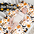 UOMNY Halloween Pumpkin Crib Sheet for Boys Girls Pumpkin Ghost Fitted Crib Sheets for Standard Crib 52 X 28 Inch Toddler Crib Mattresses Sheet
