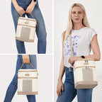 Mancro Breastmilk Cooler Bag with Ice Pack, Double Layer Insulated Baby Bottles Bag Fits 6 Bottles Up to 9 Ounces, Portable Breast Pump Cooler Travel Bag for Daycare and Nursing Moms, Beige