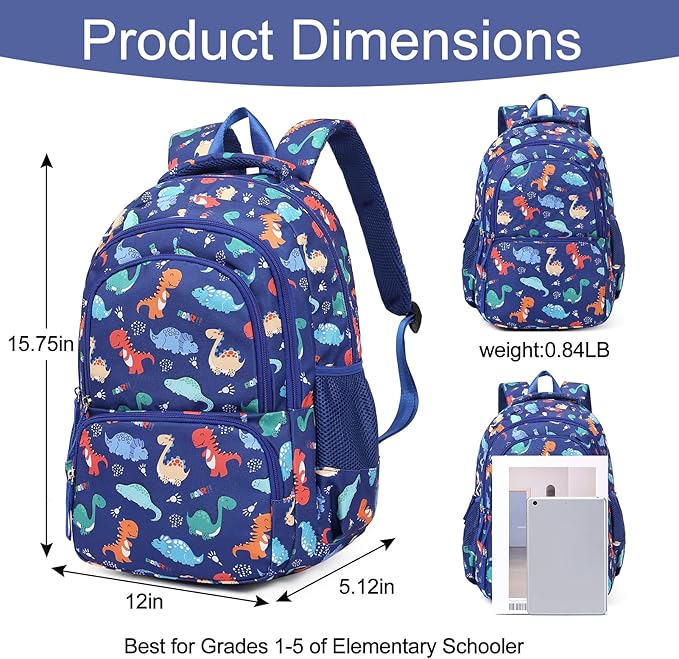 CLUCI Kids Backpack for Boys Bookbags Preschool Toddler Daycare School Bag Elementary Kindergarten Lightweight Waterproof Bluey Backpack Dinosaurs