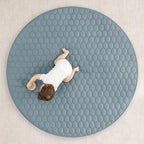 Comfy Cubs Round Kids Play Mat - Large 60 inches Soft Quilted Baby Floor Mat with Non-Slip Bottom - Plush Design for Toddlers' Playtime and Relaxation - Comfortable and Durable - Pacific Blue