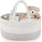 Maliton Baby Diaper Caddy Organizer, Cotton Rope Diaper Caddy Basket, Large Storage Basket for Newborn Boys and Girls, Gift for Baby Shower List, Newborn Essentials