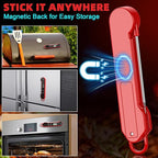 Digital Meat Thermometer for Cooking – Waterproof Instant Read Food Thermometer with Backlight & Calibration, Fast Read, Folding Probe for BBQ, Grill, Candy, Deep Fry, Kitchen, Liquids, Beef（Red）