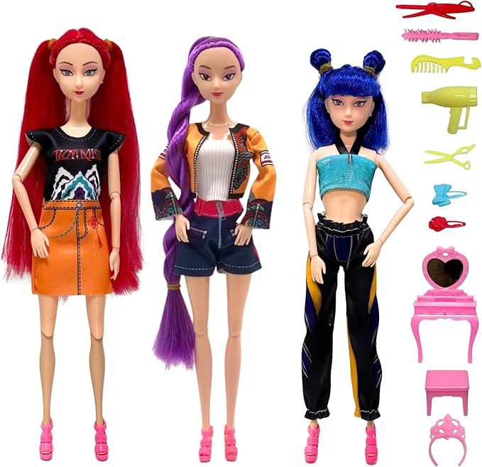 2025 New11.5''Singer Fashion Doll with Accessories and Trendy Outfits Set,Articulated/Made to Move Girl Group Dolls, Idea for Enthusiast Fan (Doll & Table Accessories Sets)