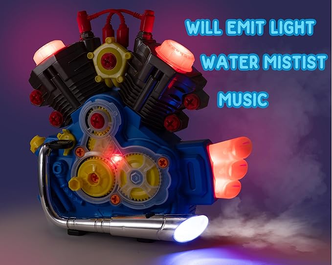 Engine Building Kit, Kids Mechanic Repair Set for Kids Motorcycle Engine，Take Apart Toys-42pc Playset，STEM Engine Model Kit Toy with Cool Lights&Sounds，Educational Toys for 3+ Year Old (Blue)