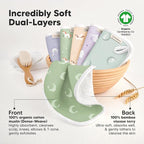 6-Pack Cotton Baby Washcloths for Newborn - Organic Cotton Muslin Soft Wash Cloths for Babies, Infant, Kids, Toddler Towels for Boy, Girl, Super Absorbent Face Cloths, Scratch-free Baby Rags (Lunaris)