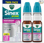 Vicks Sinex Severe Nasal Spray, Moisturizing Ultra Fine Mist with Aloe, Decongestant Medicine, Relief from Stuffy Nose Due to Cold or Allergy, Nasal Congestion & Sinus Pressure Relief, 265 Sprays x 2