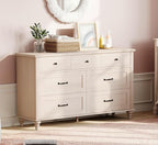 WAMPAT Beige Baby Dresser with 7 Drawers, Kids Dresser Wooden Dressers for Kids Room, Dressers Cabinet Storage Organizer for Bedroom, Children's Bedroom & Nursery