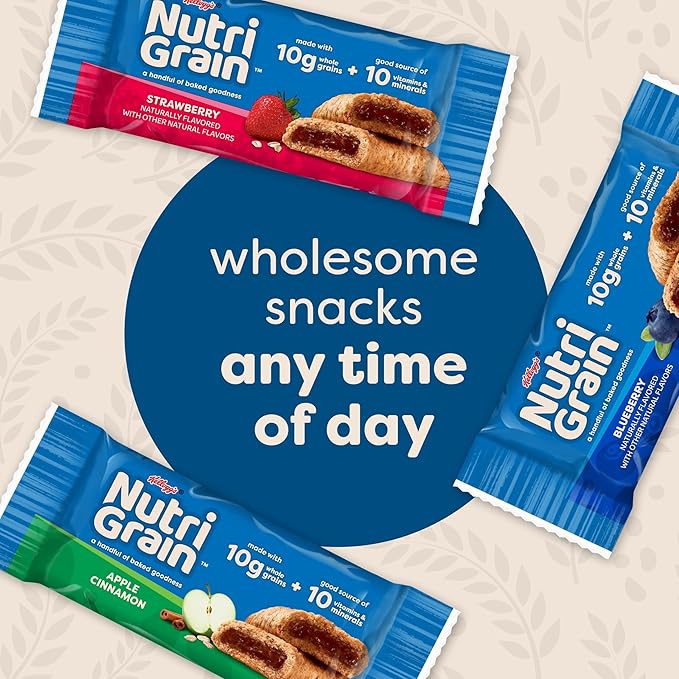 Nutri-Grain Soft Baked Breakfast Bars, Kids Snacks, Whole Grain, Variety Pack (4 Boxes, 32 Count)