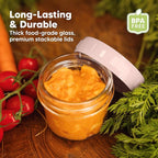 KeaBabies 12pk 4oz Glass Baby Food Containers with Lids - Leak-Proof, Microwavable Small Glass Jars, Baby Purees & Toddler Snack Storage Containers, BPA-Free, Dishwasher & Freezer Safe (Roseate)