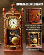 Vintage Pendulum Clock Building Block Set, Stem Toy with Real Clock Function and Linkable Mechanical Pendulum, Unique Home Decoration and Collectible for Adults&Kids 6+