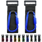 Baby Stroller Hook, Carry 30 lbs per Stroller Carabiner Clip, Adjustable Baby Stroller & Car Seat Hook for Hanging Diaper Bag, Wheelchair,Golf cart, Shopping and Pet Cart(2 Pcs Blue)