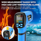 Infrared Thermometer Temperature Gun, -40℉ to 2192℉ Dual Laser High Temp Thermometer with LCD Color Display, Non-Contact Industrial Pyrometer 50:1 Distance Ratio, Adjustable Emissivity