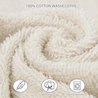 Baby Washcloths 6 Pack 100% Cotton Soft and Absorbent Terry 10" x 10" Wash Cloths Wipes for Face Hand Body Burp Rag with Sensitive Skin for Newborns Infants Toddlers