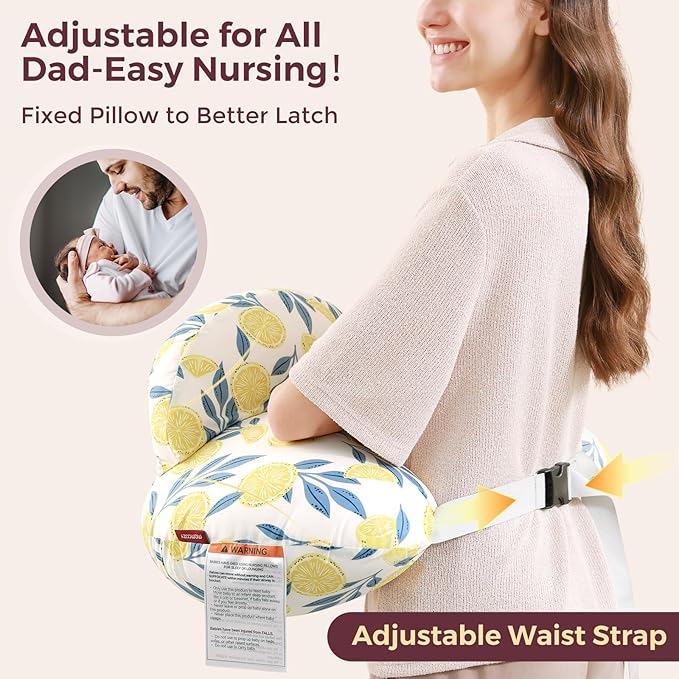 Momcozy Pioneering Safety Fence Nursing Pillow for Breastfeeding- Wider Feeding Pillows for More Support for Mom & Baby- Easier Nursing & Hand Free- Fit for All, Removable Cotton Cover