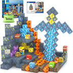 100PCS Magnetic Blocks-Build Mine Magnet World Jurassic Sword Dinosaur Toys Building Blocks for Boys Girls Ages 3-5 5-7, Classroom Must Haves Stem Education Sensory Kids Toys Christmas Birthday Gifts