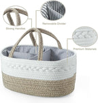 PandaEar Baby Diaper Caddy Organizer, Portable Nursery Storage Basket Cotton Rope Diaper Caddy for Baby Shower Gifts Newborn Infants -Brown