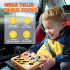 Busy Board with LED Light, Wooden Sensory Toys for Toddler, Montessori Music Toy for Airplane, Travel Activity Educational Learning Autism Toys, Birthday Boys Girls Gifts