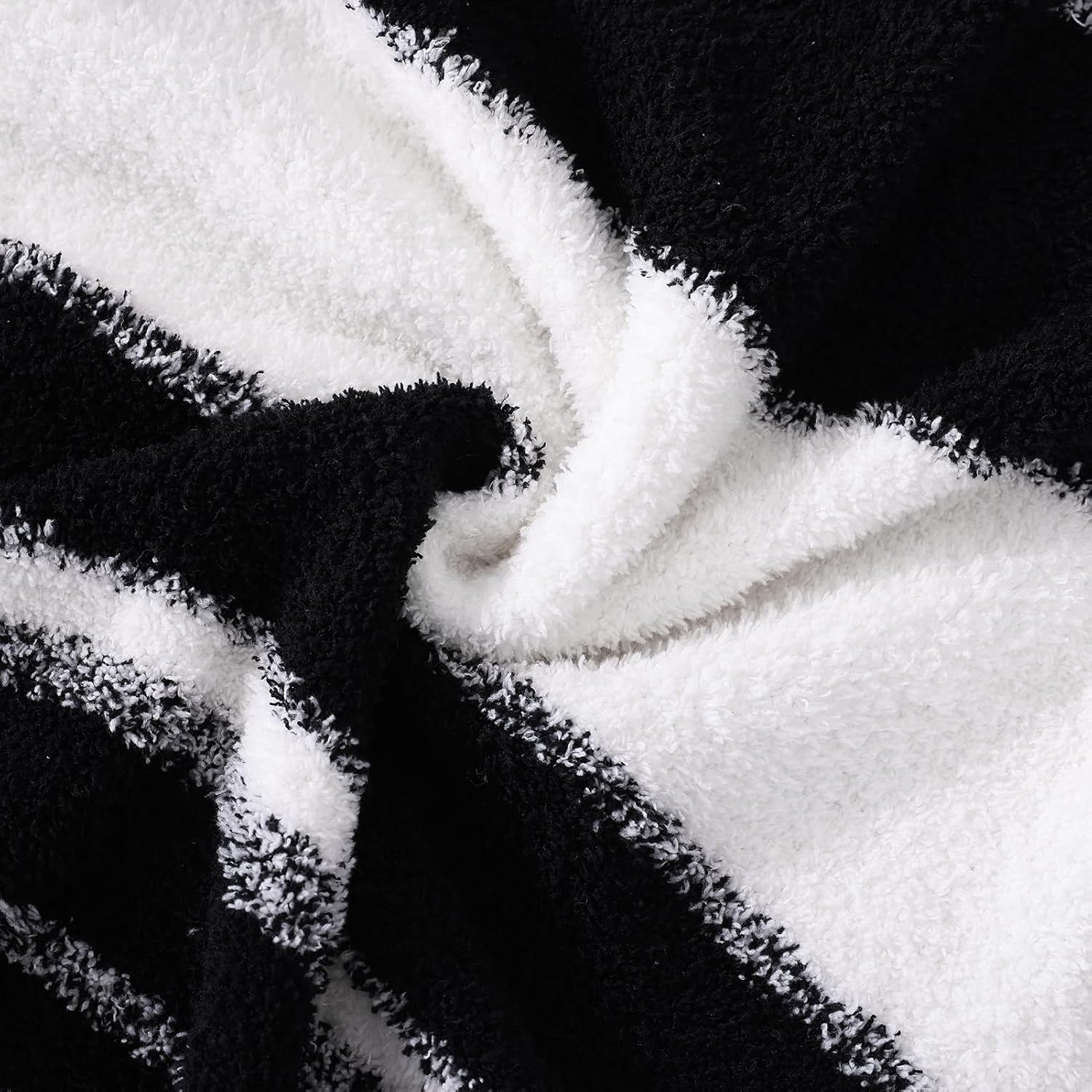 WRENGONGE Black White Throw Blanket, 50x70 Soft Cozy Striped Throw Blankets for Couch, Sofa, Bed, Travel, Lightweight Fluffy Warm Plush Decorative Blankets for Women, Men,Kids Gift