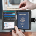 Polare Luxury RFID Blocking Leather Passport Holder Travel Wallet For Men and Women (Black(Snap Version))
