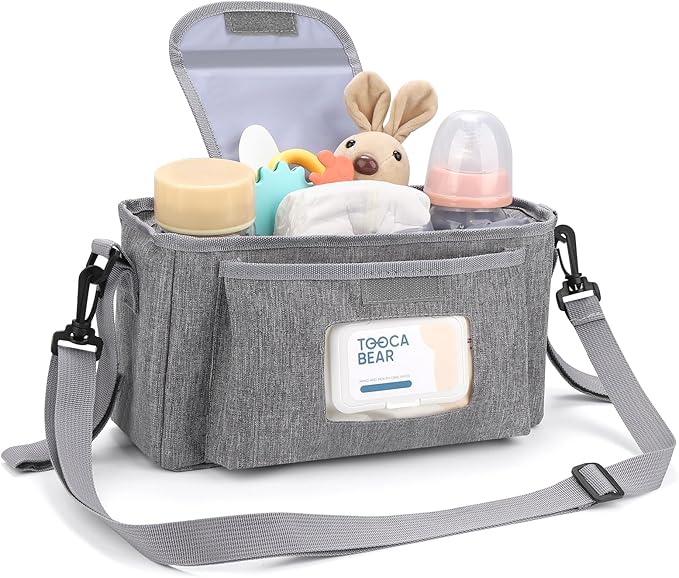 Accmor Universal Stroller Organizer with Insulated Cup Holder and Shoulder Strap, Stroller Bag Caddy Organizer Stroller Accessories for Uppababy, Baby Jogger, Nuna, Doona, Britax Strollers