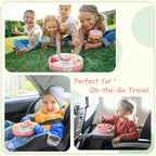 Kids Reusable Rotating Snack Container with 5 Separate Compartments, Color Matching Opening Lid, BPA/PVC-Free, Dishwasher Safe, Perfect for Travel, School Lunches & On-the-Go Snacking-Pink