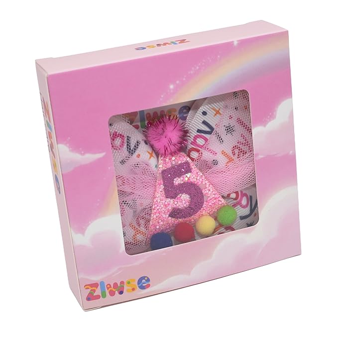 Birthday Hair Bow for Baby Girls 1 2 3 4 5 6 Years Sprinkle Decorations Party Hair Accessories for Five 5th Birthday Confetti Ice Cream