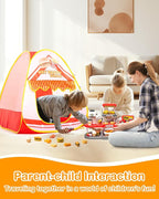 Kids Play Tent, Pop Up Play Tent Burger Theme with Complete Toy Set, Play Toys Play Set for Kids Indoor Outdoor Pretend Play