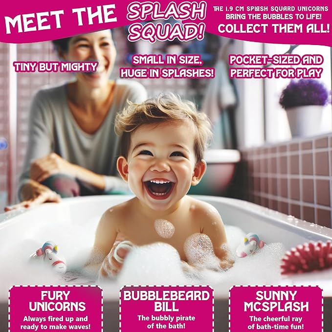 Kids Bath Bombs Powder with Mini Unicorn Inside – Bubble Bath for Kids – Bathtime Experiment Kit Mix - Blast of Foam & Colour Surprise – Gift Set of 4