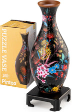 Pintoo 3D Puzzle Vase Unique Flower Vase Made by 160 Curved Plastic Puzzle Pieces House Warming Gift for Flower Arrangements and Home Decoration - [S1031] (Classic, Elegant Floral Print)