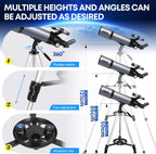 Telescope for Adults & Kids 80mm Aperture 600mm, Telescope for Adults High Powered, Beginners in Astronomy to See Planet, with Phone Adapter and Moon Filter, Carry Bag, Gray