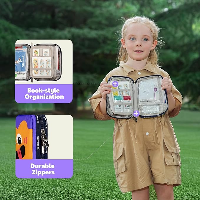 StBernard Small First Aid Kit for Kids and Adults, Medical Kit with Digital Thermometer for Home, Travel, Hiking, Backpack, 6.3x4.33x1.97in, Purple