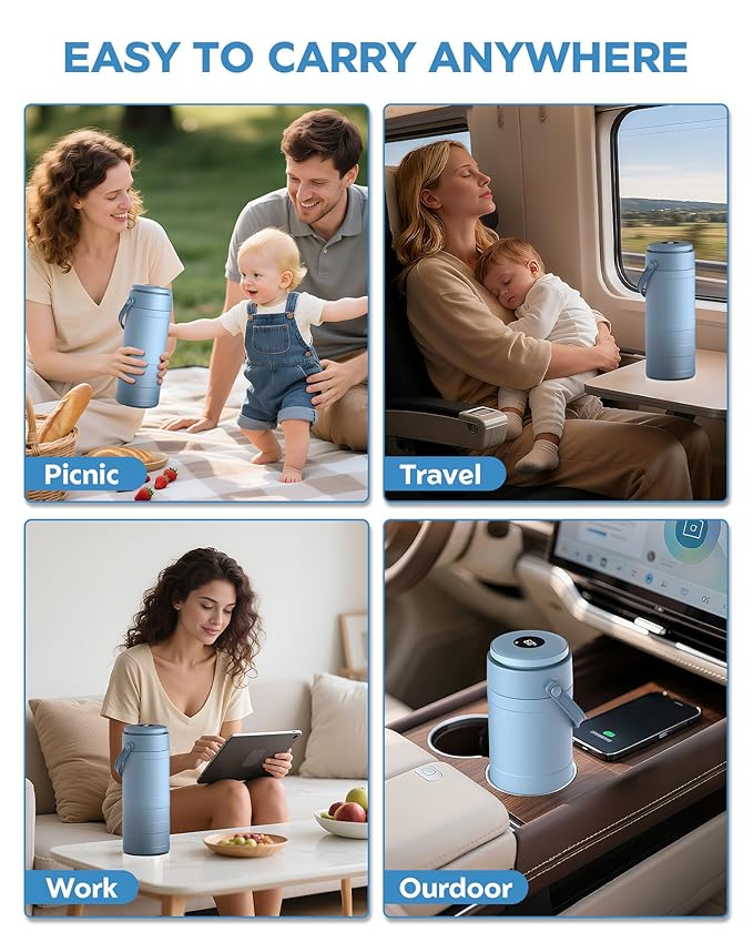 Portable Breast Milk Cooler for Outdoors, 360° All-Round Cooling Keeps Milk Fresh for 24 Hours, 22oz Large Capacity Breastmilk Chiller with 2pcs BPA-Free Bottle for Breastmilk Storage, Blue