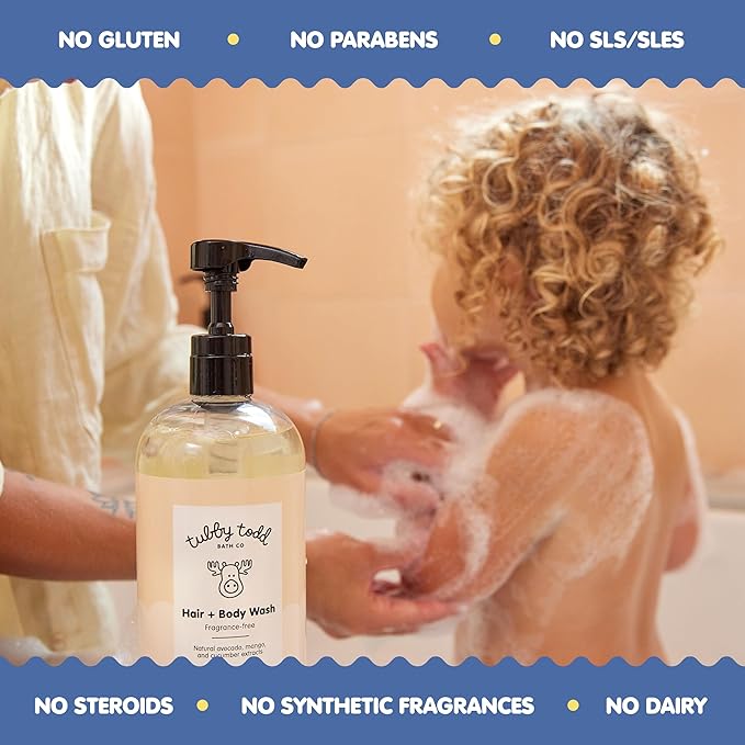 TUBBY TODD Baby Bundle Newborn Skin Care Set - Hypoallergenic Hair + Body Wash, All Over Ointment with Colloidal Oatmeal, Sweet Cheeks Diaper Paste - Lavender Rosemary, Full Size