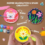 EPUMP Wooden Painting Kit for Kids - Glow in The Dark Arts and Crafts Supplies Kits for Boys Girls - Kids Activities Creative Art Set Birthday Gifts DIY Paint Toys for Ages 6 7 8 9 10 11 12 Years Old