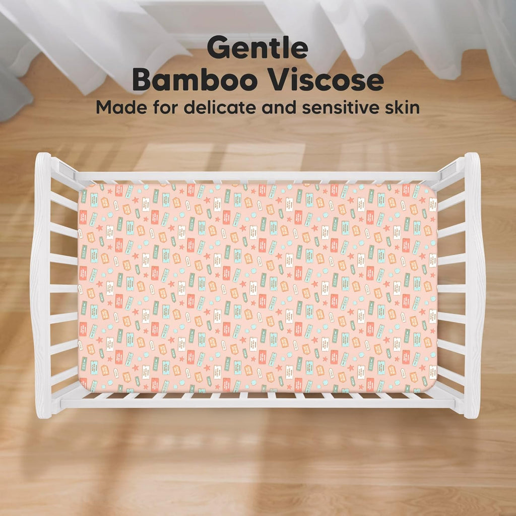 KeaBabies 2-Pack Baby Crib Sheets for Boys, Girls - 52x28 Viscose Derived from Bamboo Toddler Bed Sheets Neutral, Fitted Crib Mattress Cover for Standard Baby Bedding, Soft & Cozy (Beach Day)