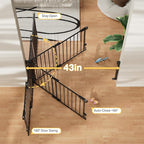 Cumbor 2 Pack 29.2-43" No Bottom Bar Baby Gate for Stairs, 2-in-1 Auto Close Dog Gate Indoor, Hardware Mounted Pet Gate for Doorways with Large Walk Thru Door, Child-Proof Safety Gate for Kids (Black)