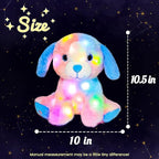 Hopearl Colorful LED Plush Puppy Lighting Up Dog Stuffed Animal Floppy Pup Night Lights Glow in The Dark Birthday Festival for Kids Toddler Girls, Rainbow, 10.5''