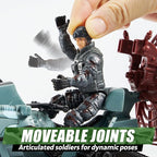 SYNCFUN Military Toy Set with Army Base, Vehicles, Action Figures & Weapon Accessories, Helicopter with Light & Sound - Christmas Birthday Gift for Kids Boys Girls