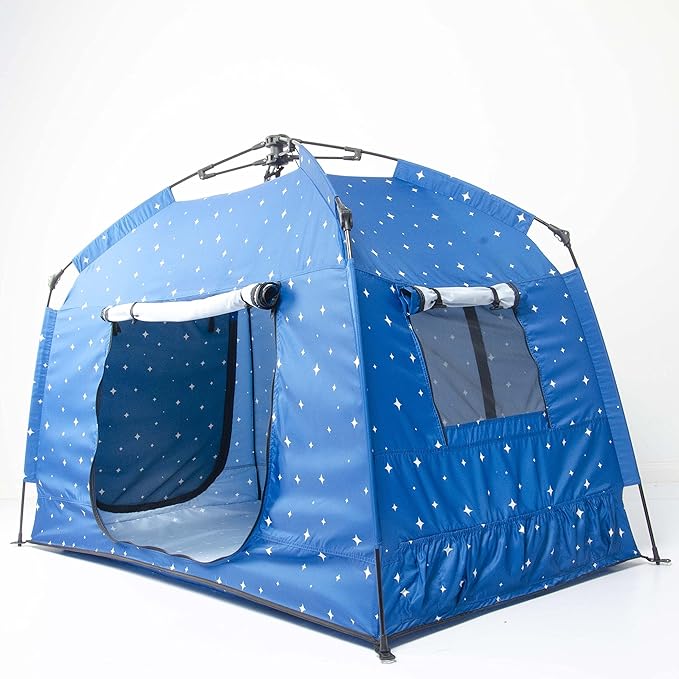 Kids Play Tent-Portable Playhouse Children House -Easy Set up Indoor Outdoor with Carry Bag for Kids-Light Strip Design for Night Use with Starry Fabric - Space for Children and Parents-Birthday