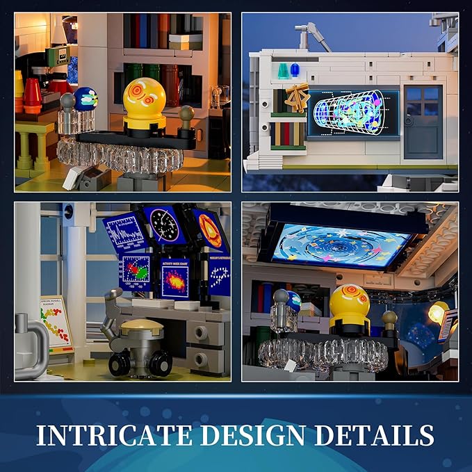 Alpine Observatory Lighting Building-Bricks Set with The Galaxy Projector, 2437 Pcs Space Themed Room Decor for Astronomy and Space Lovers