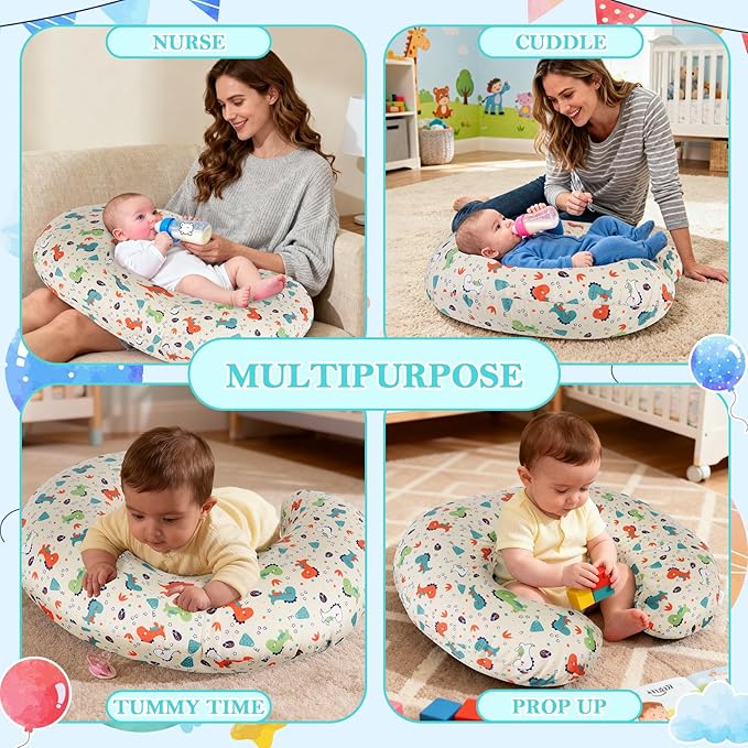 Nursing Pillow, Ergonomic C-Shape Breastfeeding Pillow for Breastfeeding & Bottle Feeding, Standard Size Breathable with Washable Cover, Hypoallergenic (0-18Months)