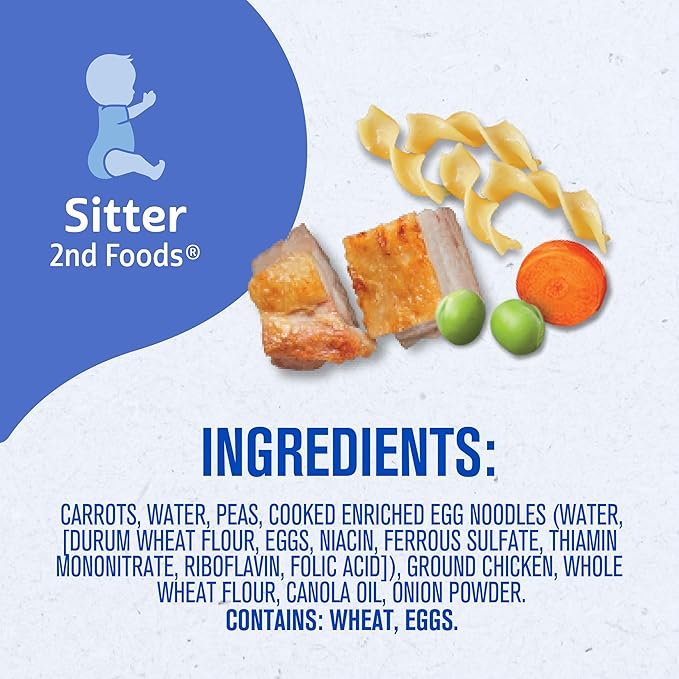 Gerber Baby Food 2nd Foods, Dinner, Chicken Noodle Puree, 4 Ounce Tubs, 2-Pack (Pack of 8)