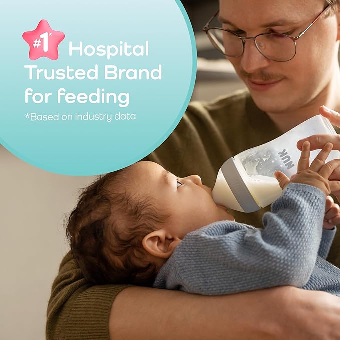 NUK Perfect Match 2-in-1 Natural and Anti-Colic Bottle with Slow Flow, Wide, Adaptable Nipple, 5oz., 2 Pack