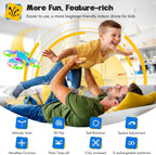 Drones for Kids With Cool Light, Kids Drone with 3D Flip, Altitude-Hold, Self-Rotation, Headless Mode, 3 Speed Modes, One-Click Take-off/Landing, Mini Drone for Beginners, Indoor（Light Blue）