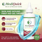 MediQuick Skin & Wound Care Hydrogel Drops - Quick Healing First Aid Drops with 12 Hours Action to Heal Cuts, Burns, Inflammation, Rash, Itch, Eczema & More - Safe Wound Wash with No-Sting - 4 Fl Oz
