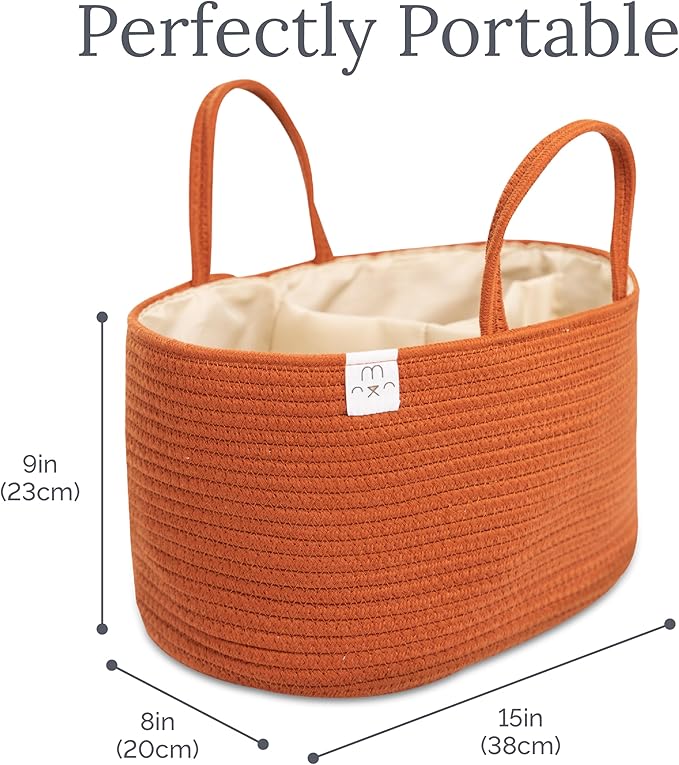 Natemia Diaper Caddy Organizer (Lily Pad) - Portable Rope Handles & 3 Compartments for Baby Items - Storage Basket for Newborn Essentials - Fits Spectra Breast Pump & Accessories - Registry Must Have