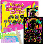 Rainbow Scratch Paper Art for Kids: 60PCS Magic Arts Crafts Gifts Toys for Girls Boys Ages 4 5 6 7 8 9 Games Activities for Birthday Family Valentines Christmas Stocking Stuffers Easter